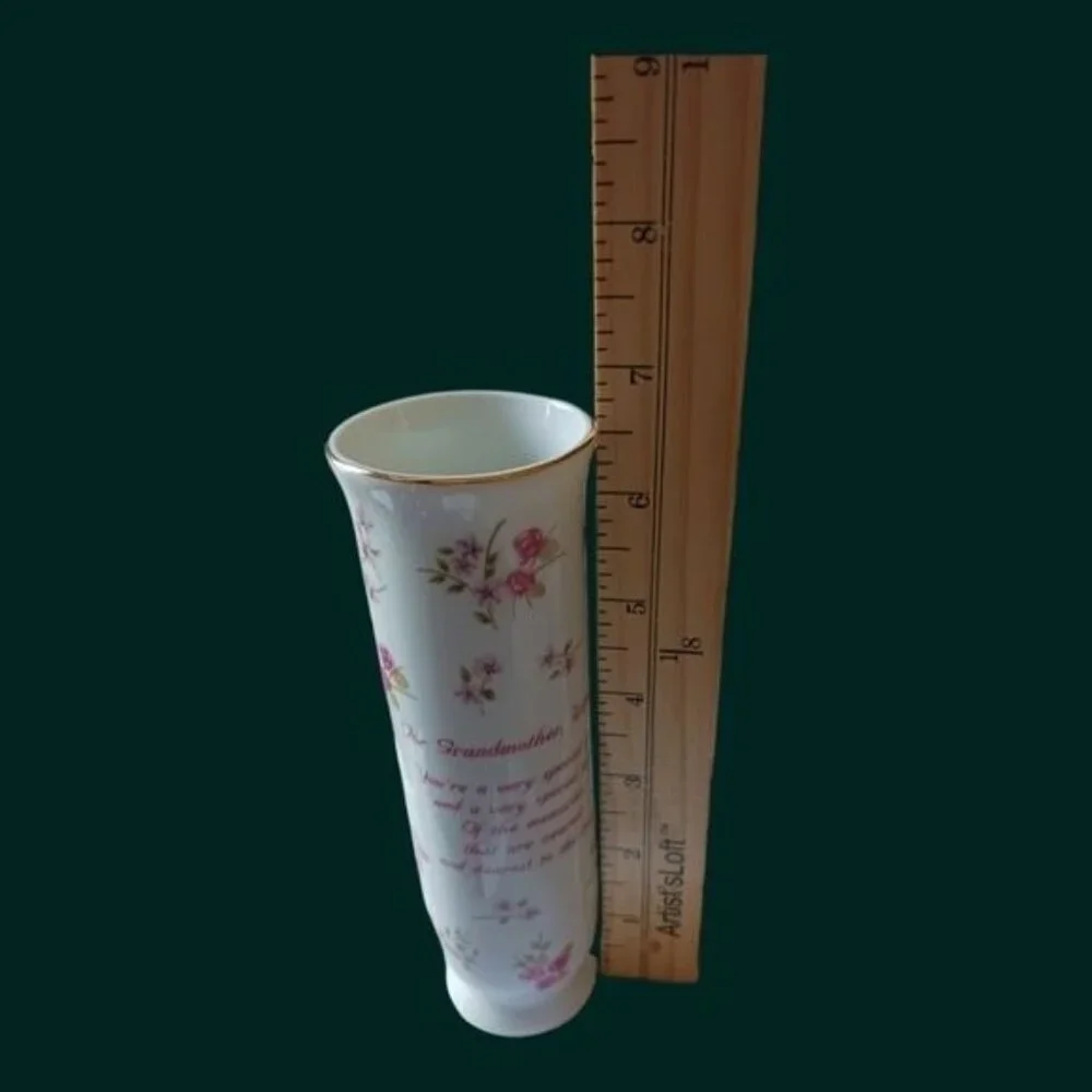 Russ fine porcelain cylinder vase for grandmother wt love
